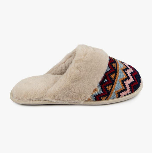 Totes Toasties FAIR ISLE KNIT Womens Mule Slippers Fair Isle