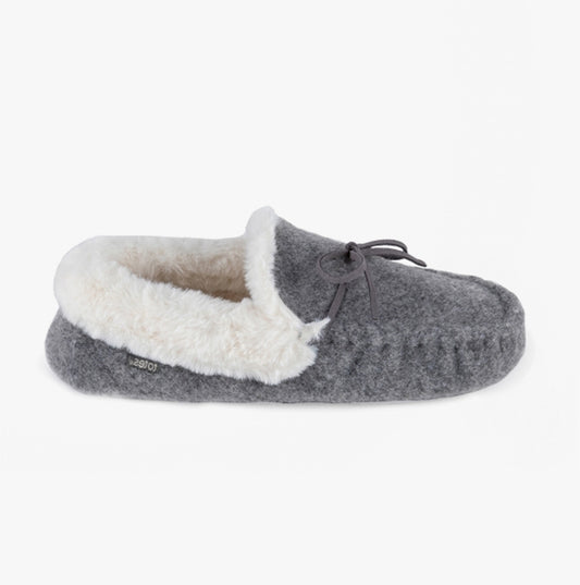 Totes Toasties FELT Womens Moccasin Slippers Grey