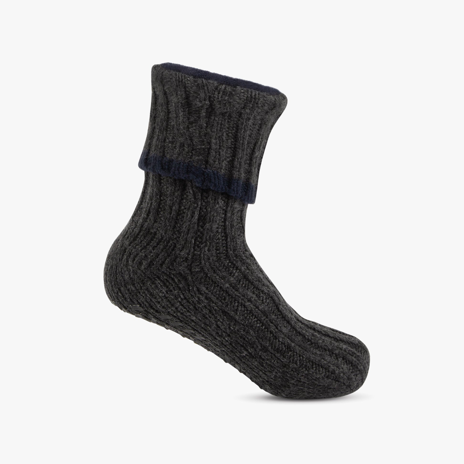 Totes Toasties RECYCLED CHUNKY SLIPPER SOCK Mens Grey