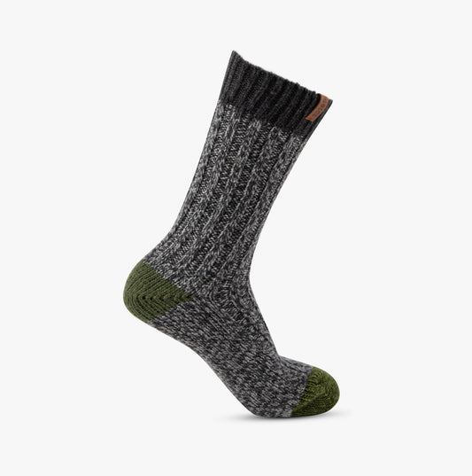Totes Toasties Chunky Twist Wool Blend Mens Socks Grey / Khaki