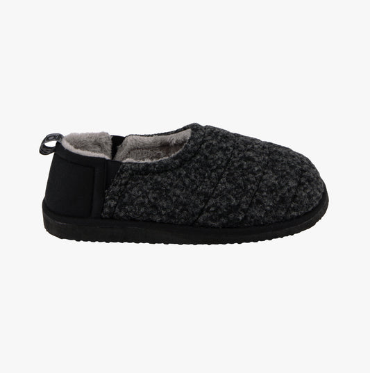 Totes Toasties QUILTED Full Back Slippers Mens Black