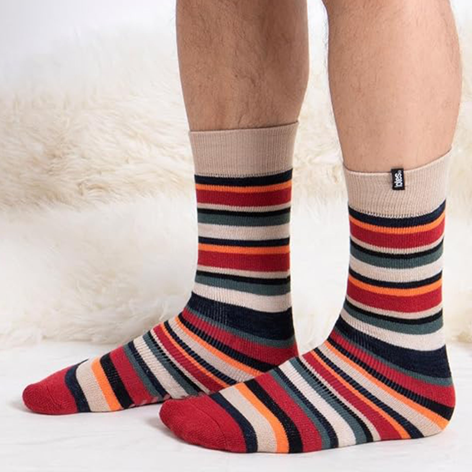 Totes Toasties ORIGINAL SLIPPER SOCKS (TWIN PACK) Mens Socks Campervan / Stripe
