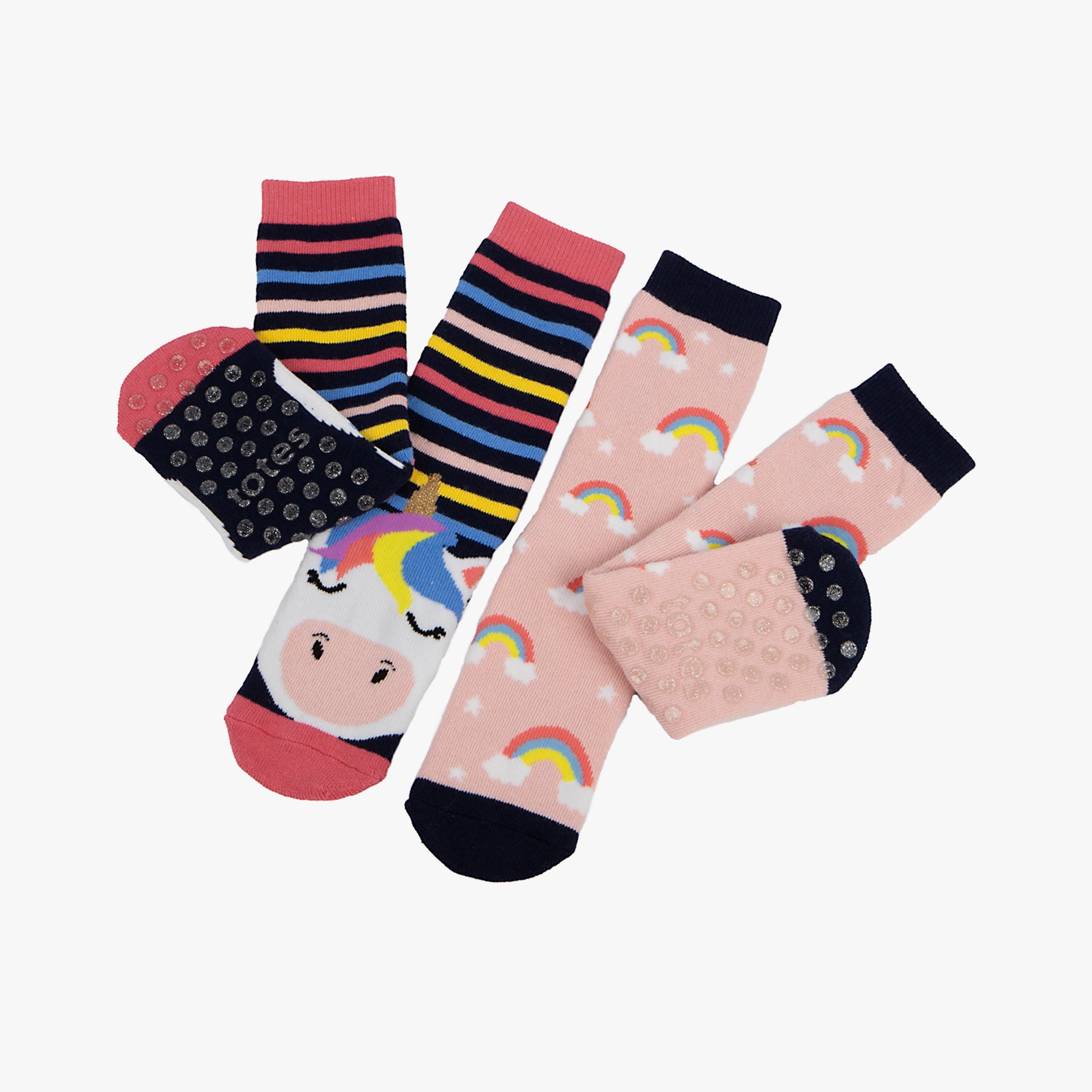 Totes Toasties ORIGINAL Slipper Socks  (Twin Pack) Unisex Kids Socks Unicorn