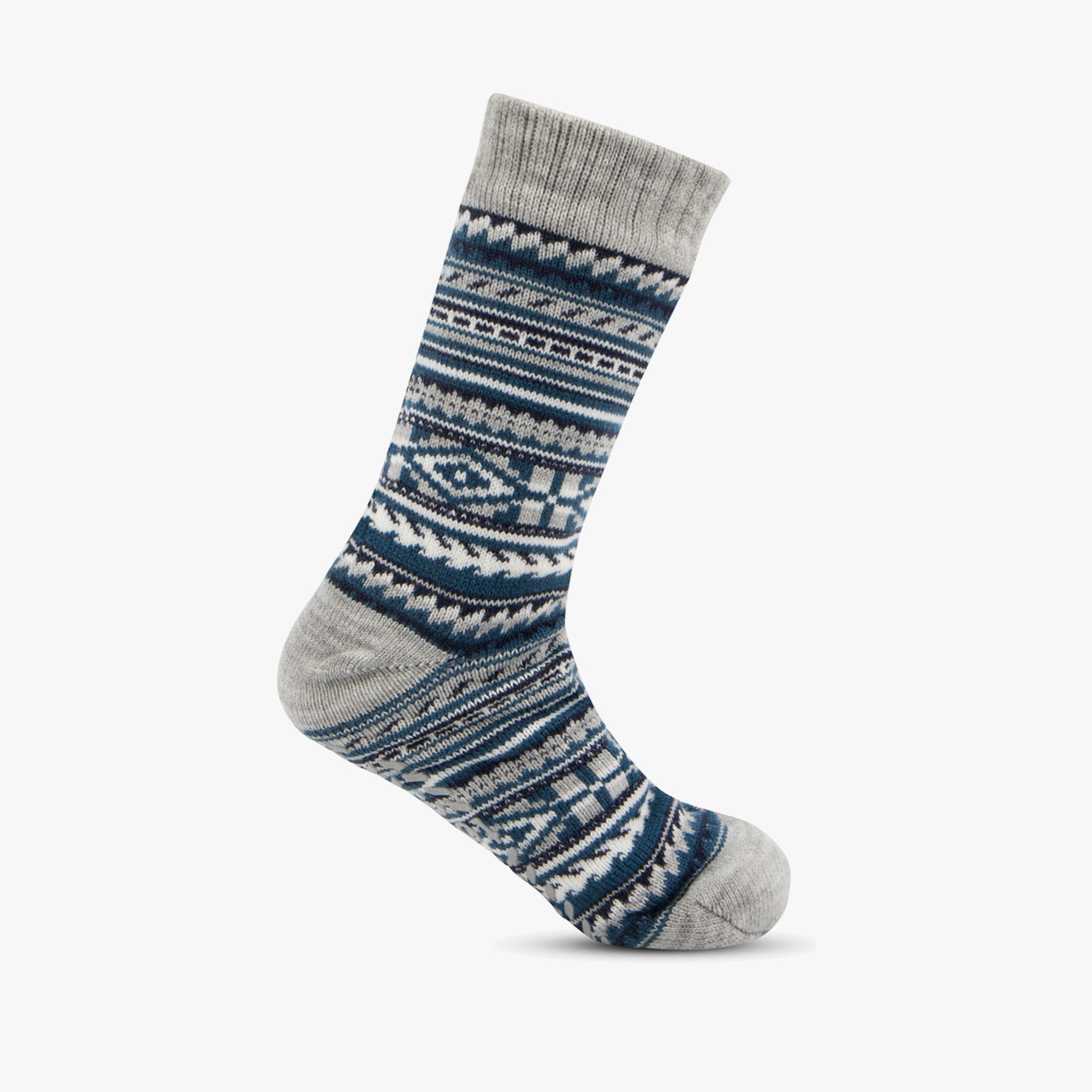 Totes Toasties SHERPA LINED FAIR ISLE Mens Slippers Socks Blue Fair isle