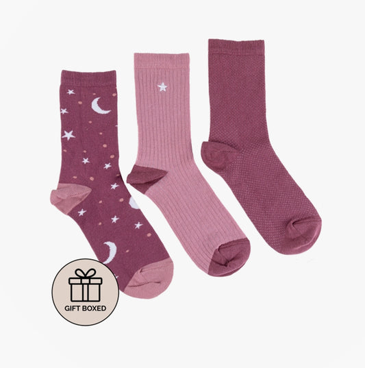 Totes Toasties ANKLE Womens Cotton Blend 3 Pack Socks Star Multi: