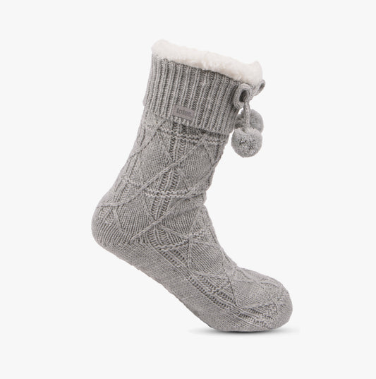 Totes Toasties TEXTURE SLIPPER Socks Womens Socks Grey
