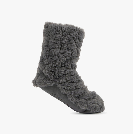 Totes Toasties FAUX FUR Bootie Slipper Socks Womens Socks Grey