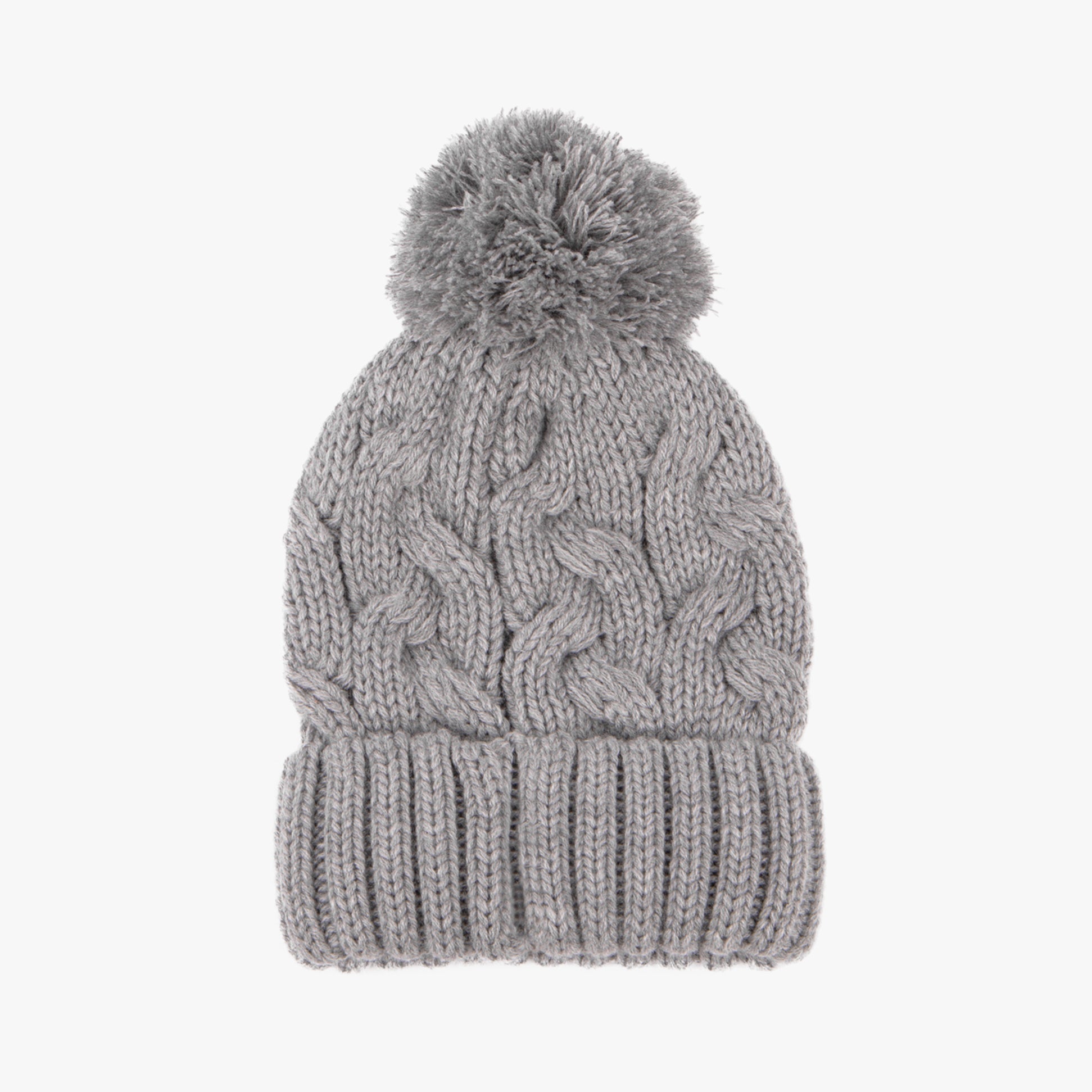 Totes Toasties CABLE KNIT Hat with Pom Pom Womens Bobble Grey