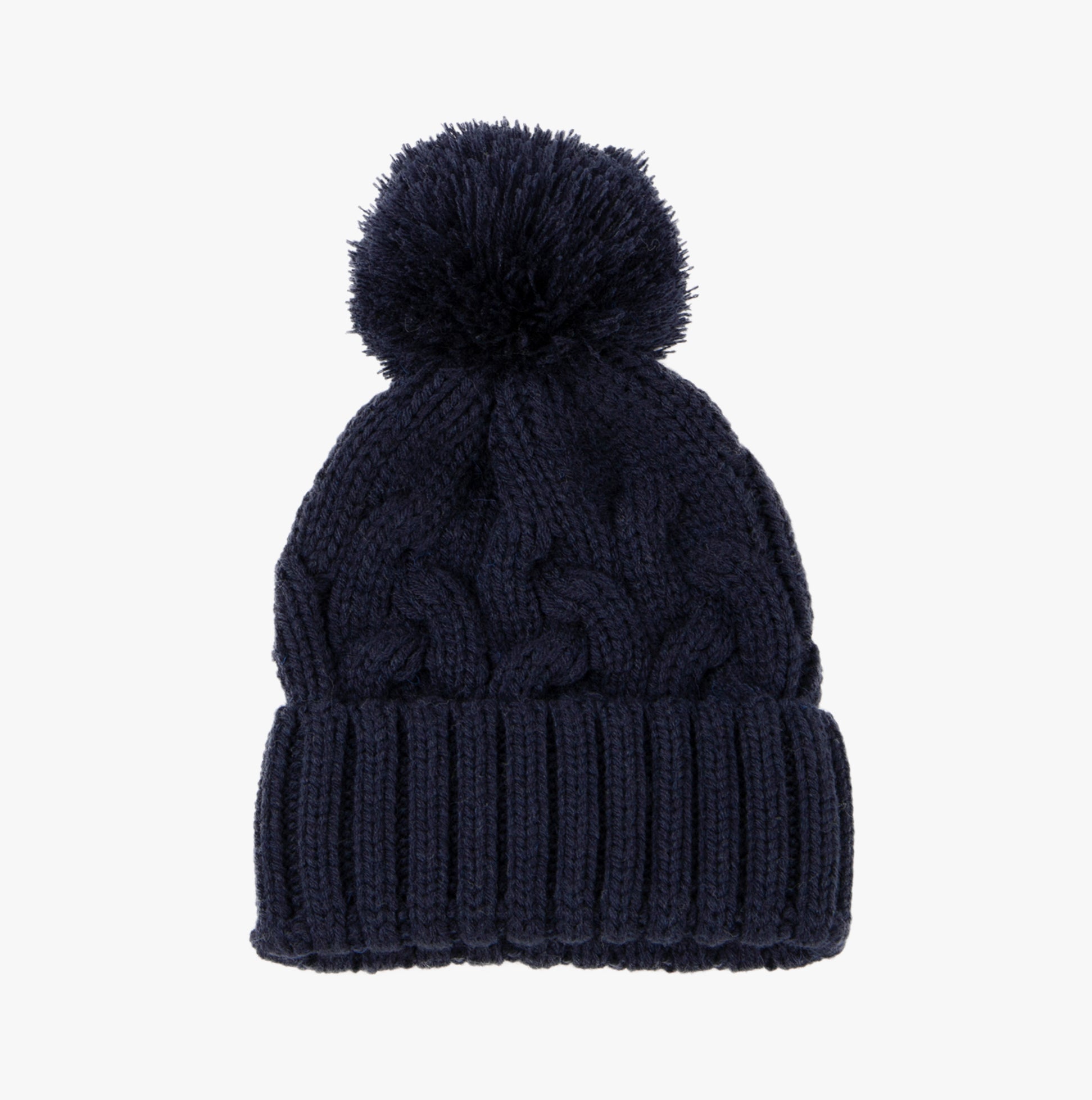 Totes Toasties CABLE KNIT Hat with Pom Pom Womens Bobble Navy