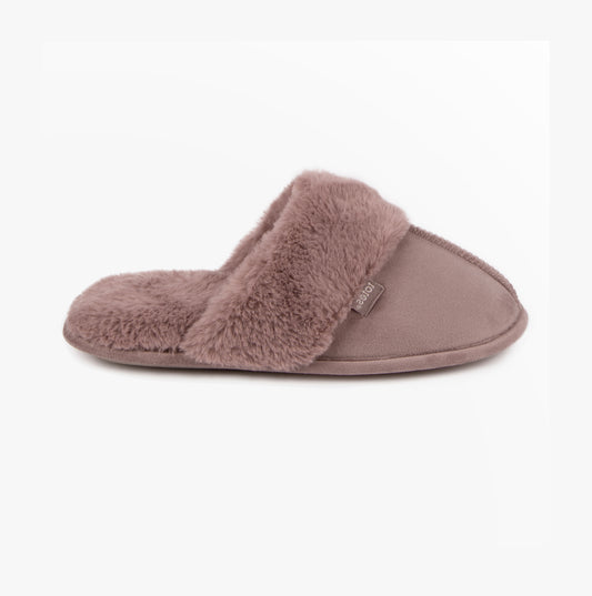 Totes Toasties VELOUR Mule Slippers Womens Mink