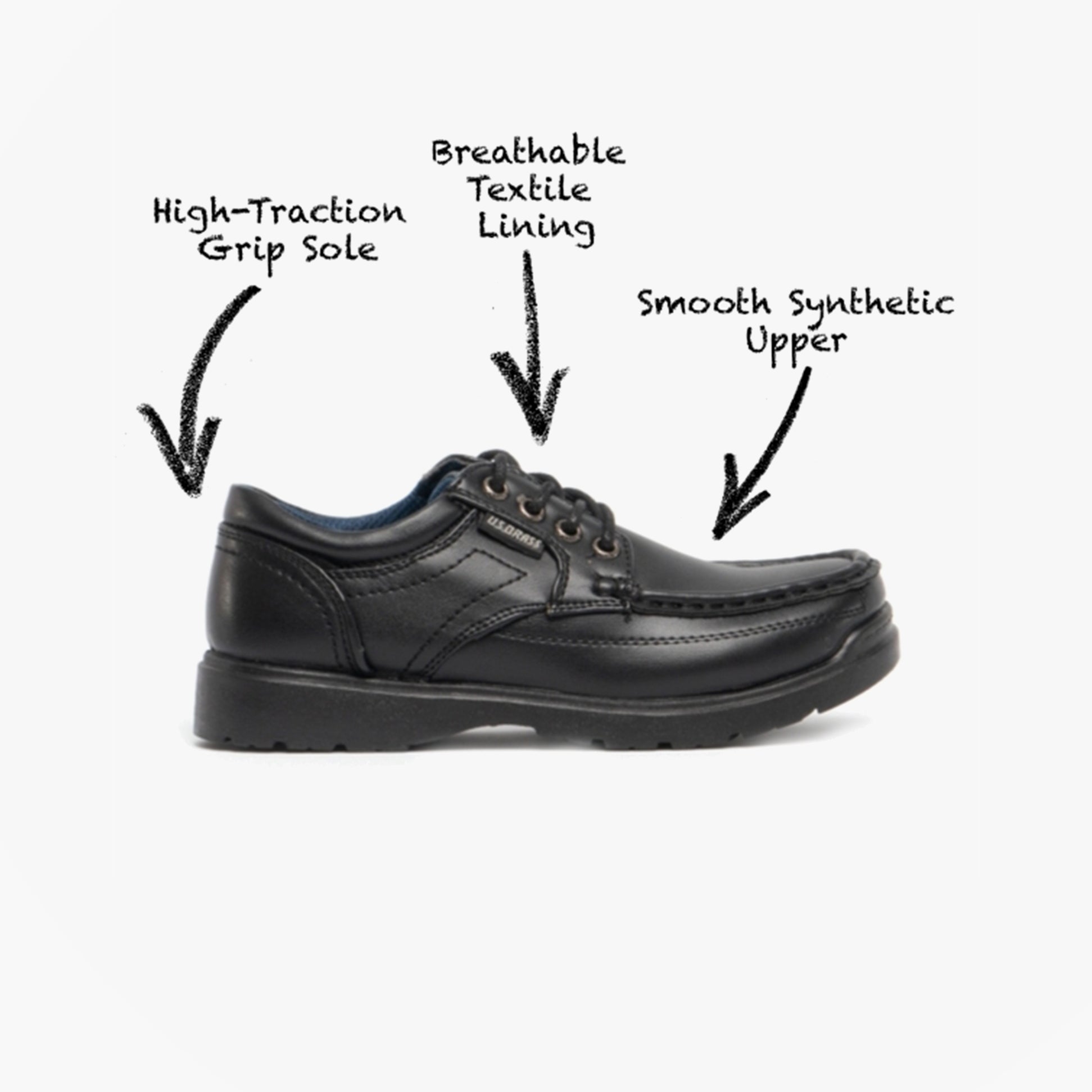 US Brass STUBBY Boys Lace-Up Casual Shoes Black