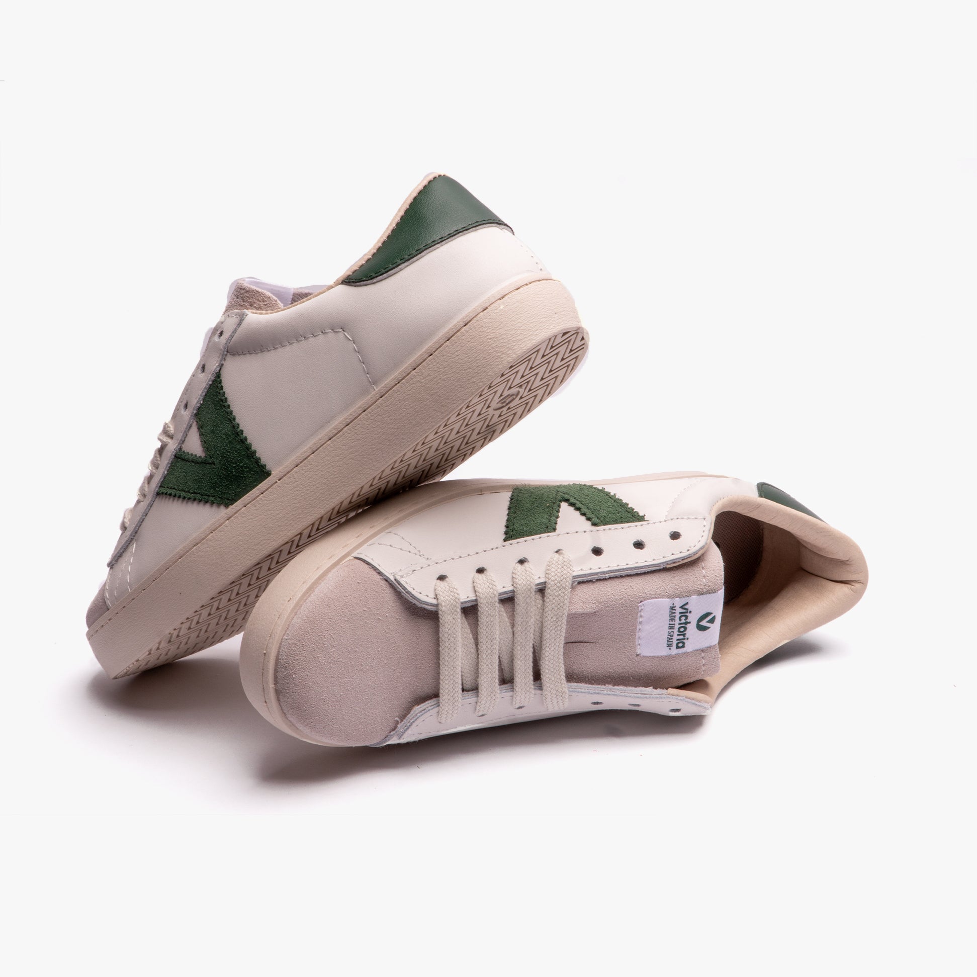 Victoria BERLIN LEATHER & SPLIT Womens Trainers White/Green