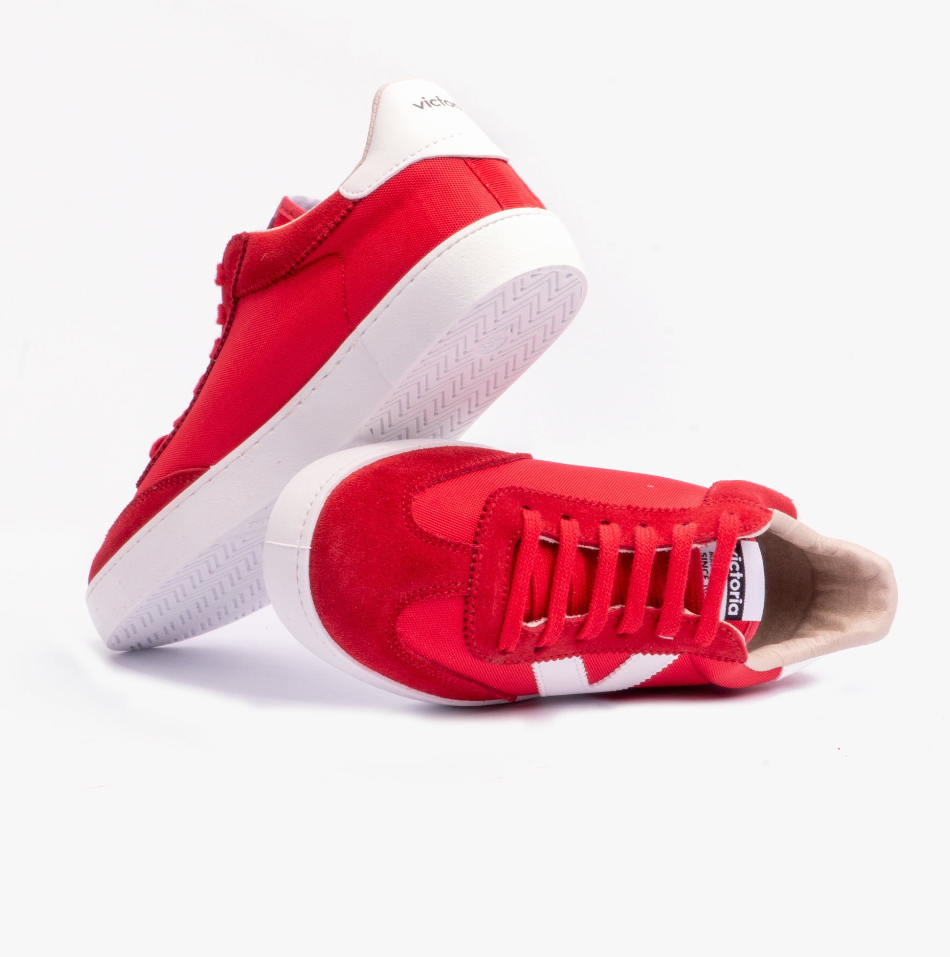 Victoria BERLIN SPLIT LEATHER & NYLON Womens Trainers Rojo