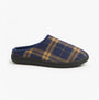 Zedzzz FABIAN Mens Check Textile Mule Slippers Navy