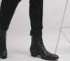 Club Cubano EMMANUEL Mens Snakeprint Leather Cuban Heel Boots Black