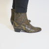 Club Cubano EMMANUEL Mens Snakeprint Leather Cuban Heel Boots Musgo