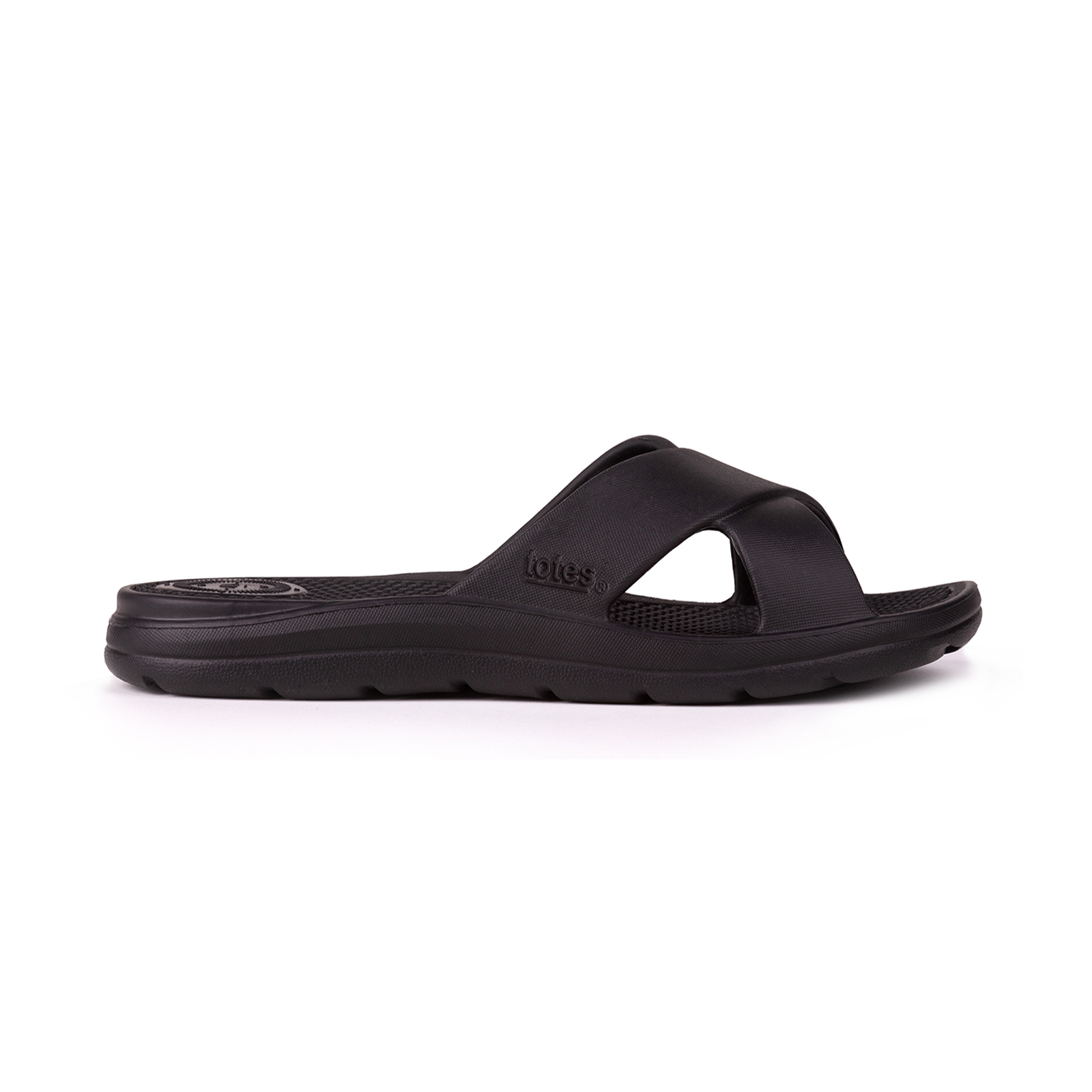 Totes Sol Bounce 0359FBLK Womens Cross Slides Black