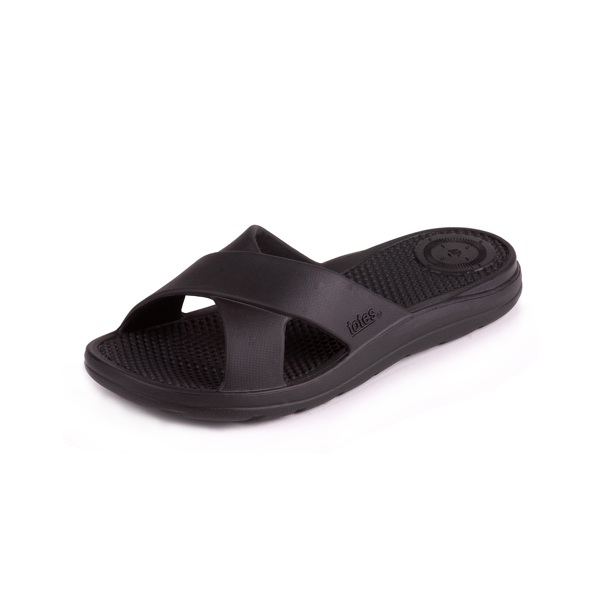 0359FBLK Womens Cross Slides Black