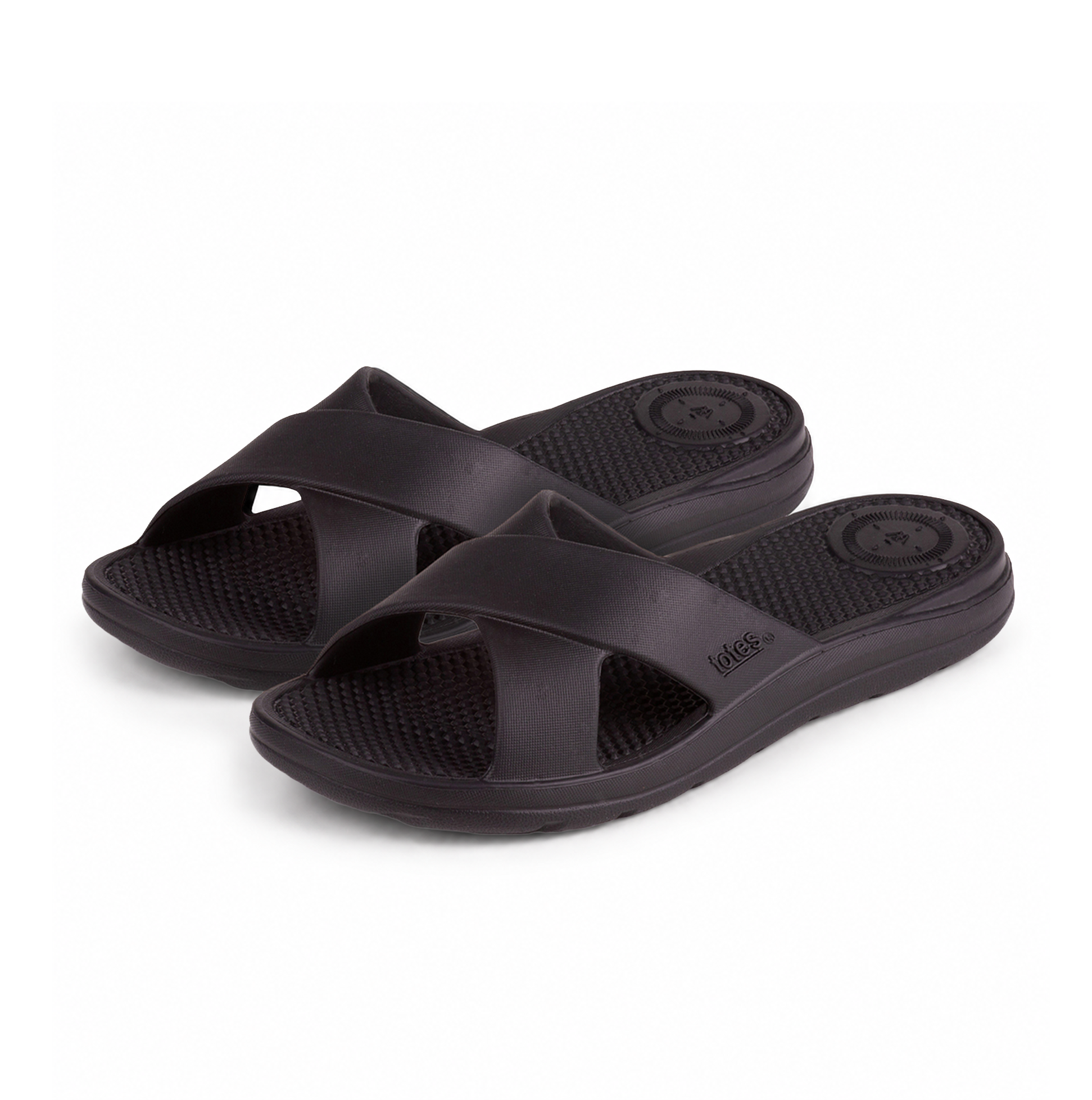0359FBLK Womens Cross Slides Black
