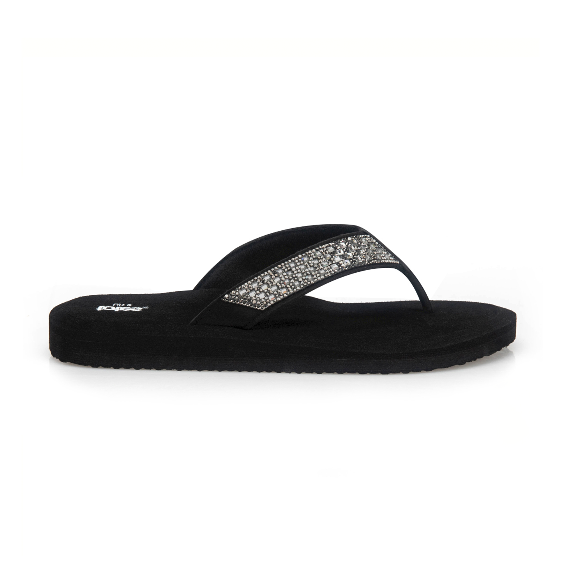 Totes Sol Bounce 0464 Womens Toe-Post Sandals Black