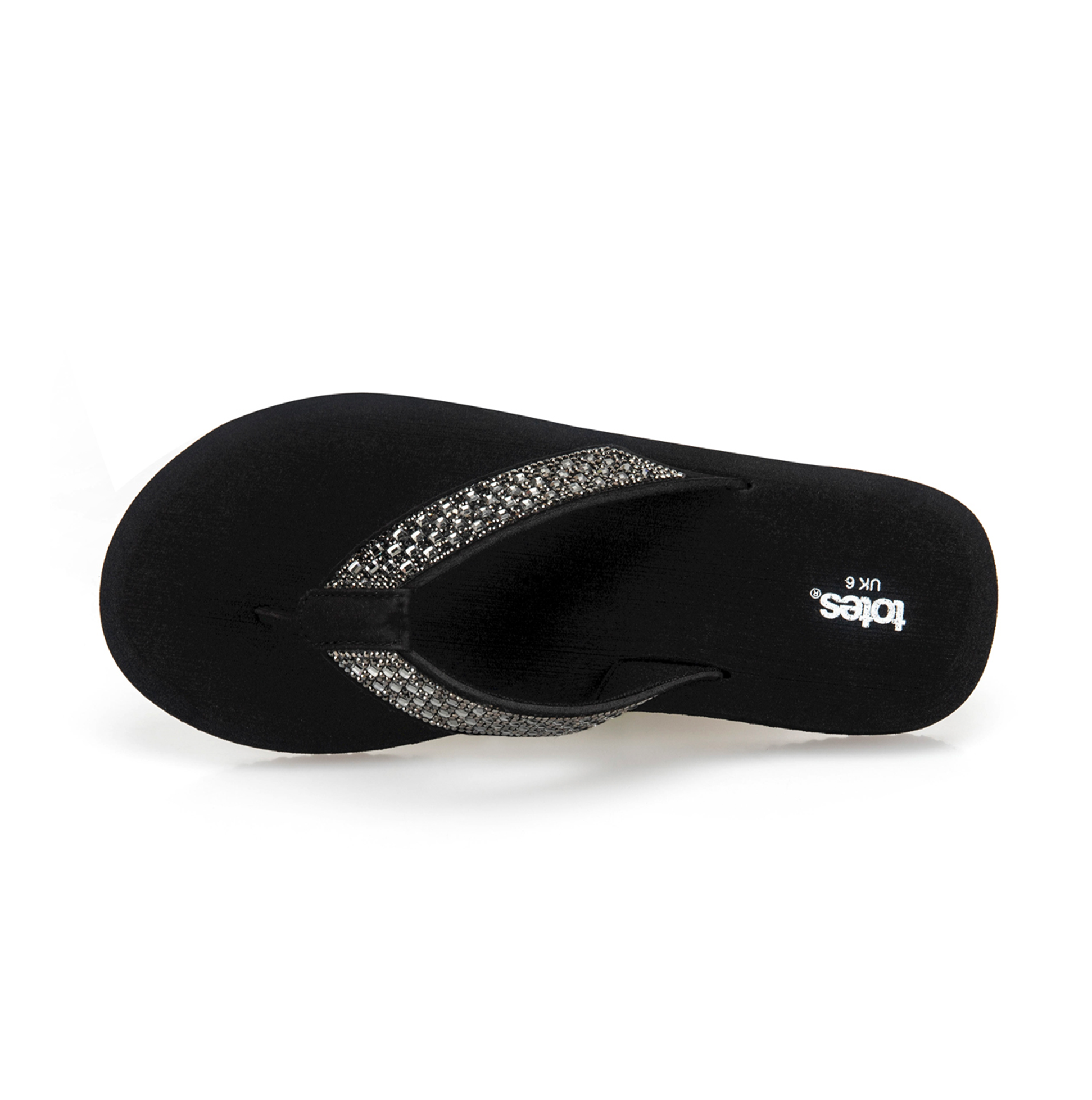 Totes Sol Bounce 0464 Womens Toe-Post Sandals Black