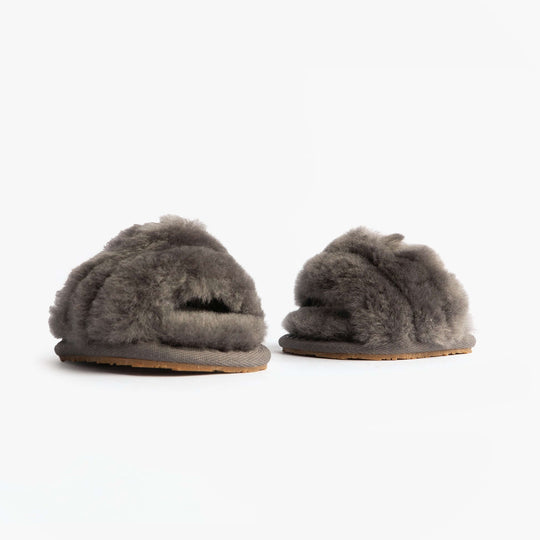 UGG 1124941I-CHRC FLUFF YEAH SLIDE AND LOVEY Girls Sliders Charcoal