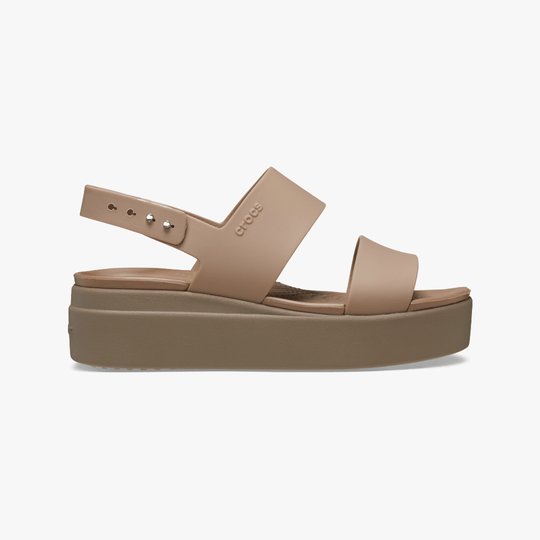 Crocs 206453-2EL BROOKLYN LOW WEDGE Womens Sandals Latte/Mushroom