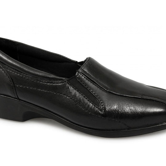 Mod Comfys LORETTA Womens Leather Wedge Loafers Black