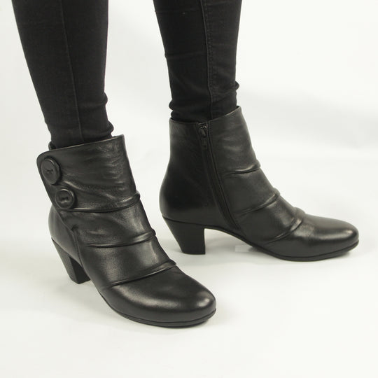 Cipriata EMMA Womens Leather Button Zip Up Ankle Boots Black