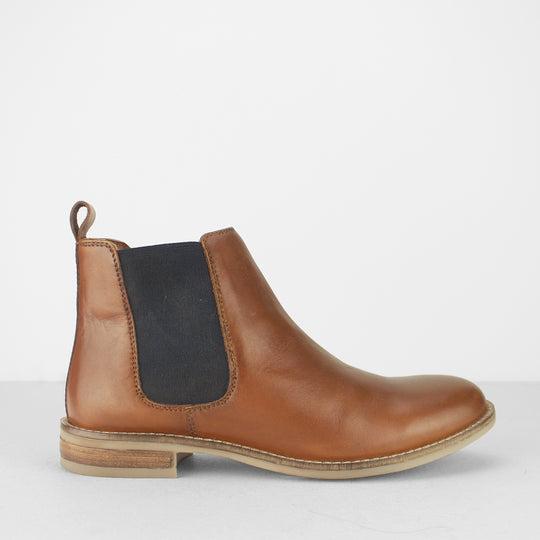 Cipriata ALEXANDRA Womens Leather Slip On Chelsea Boots Cognac