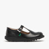Kickers KICK Girls T-Bar Leather School Shoes Black