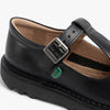 Kickers KICK Girls T-Bar Leather School Shoes Black