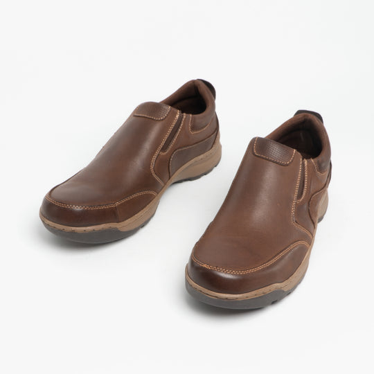 Hush Puppies JASPER Mens Leather Slip On Shoes Brown