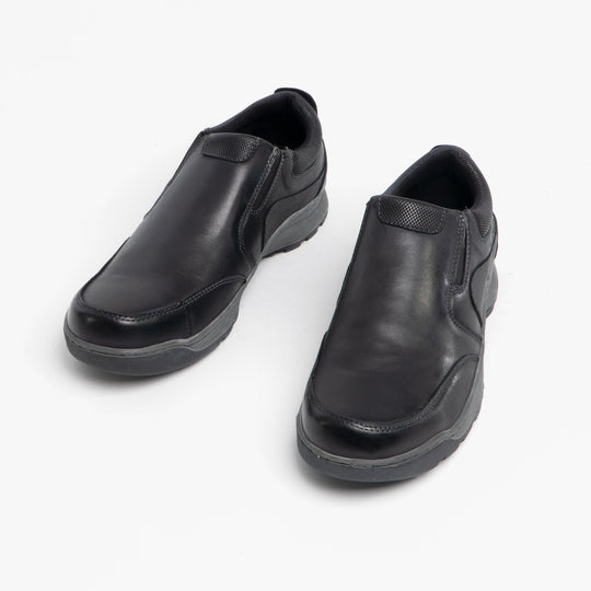 Hush Puppies JASPER Mens Leather Slip On Shoes Black