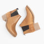 Barbour KEREN Womens Leather Chelsea Boots Tan side view, showing block heel and elasticated side panels.