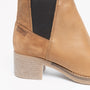 Barbour KEREN Womens Leather Chelsea Boots Tan detail view showing block heel and elasticated side panel
