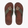 Barbour TOEMAN BEACH SANDAL Mens Flip Flops Olive top view showing slip-on design and comfortable footbed.