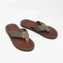 Barbour TOEMAN BEACH SANDAL Mens Flip Flops Olive side view showcasing fabric upper and leather lining.