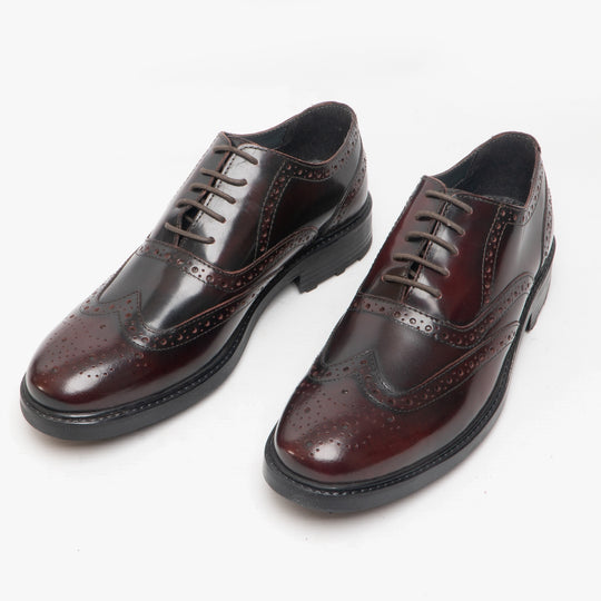 Roamers SILAS Mens Brogue Oxford Shoes Oxblood Hi-Shine