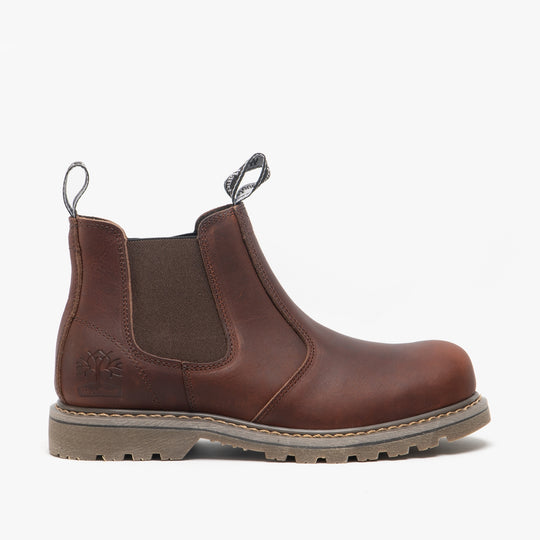 Woodland GABE Mens Leather Twin Gusset Chelsea Boots Dark Brown