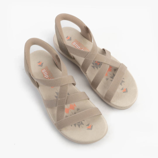Skechers 163460/TPE REGGAE SLIM - STRETCH FLEX Womens Sandals Taupe