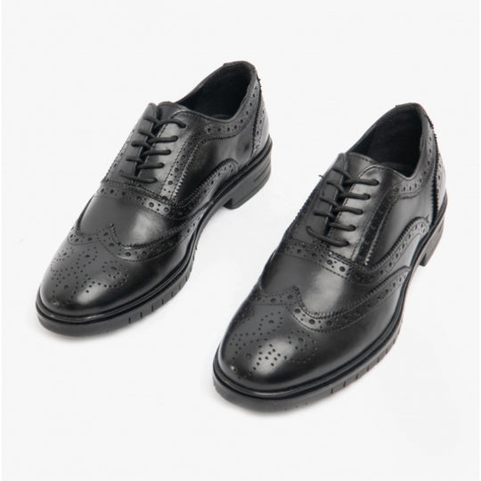 Hush Puppies SANTIAGO Mens Leather Oxford Brogue Shoes Black
