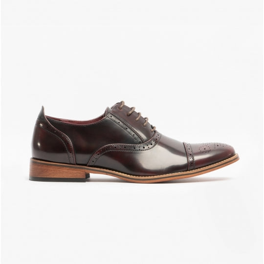 Goor ISAAC Mens Brogue Oxford Shoes Oxblood