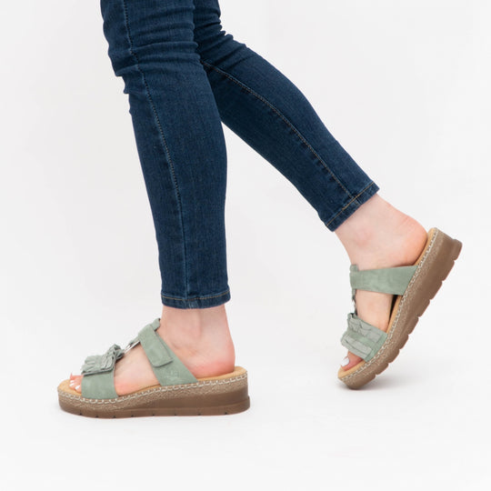 Rieker V1222 Womens Comfort Sandals Green