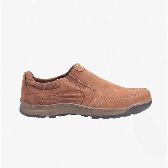 Hush Puppies JASPER Mens Leather Slip On Shoes Tan