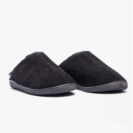Hush Puppies ASHTON Mens Leather Mule Slippers Black