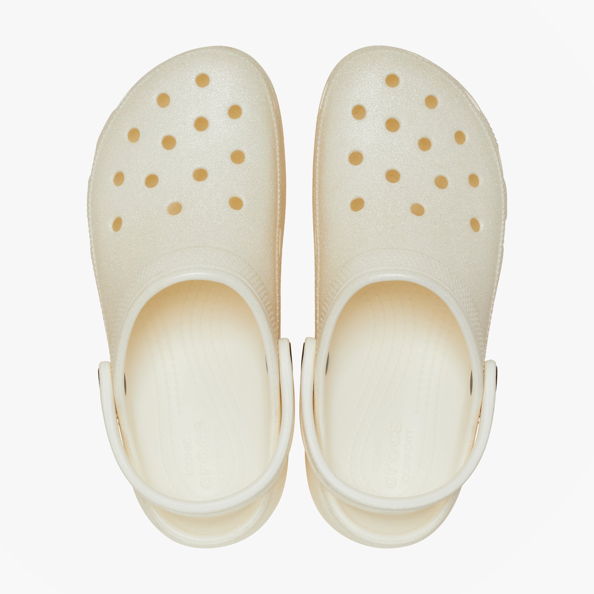 Crocs CLASSIC PLATFORM GLITTER Womens Clogs Chalk