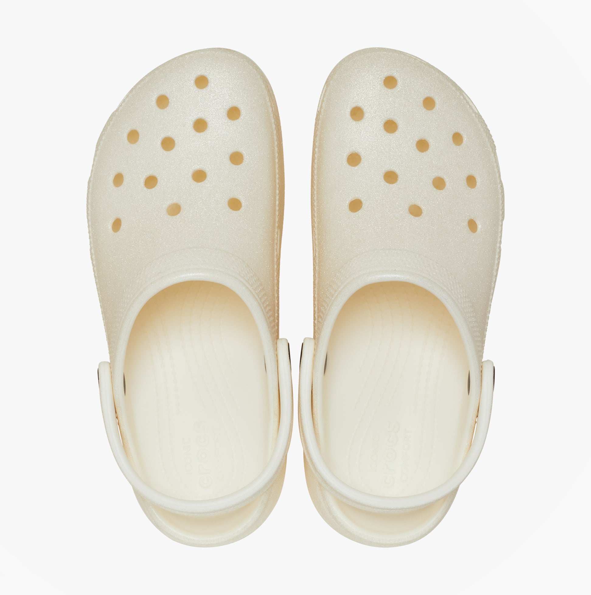 Crocs CLASSIC PLATFORM GLITTER Womens Clogs Chalk