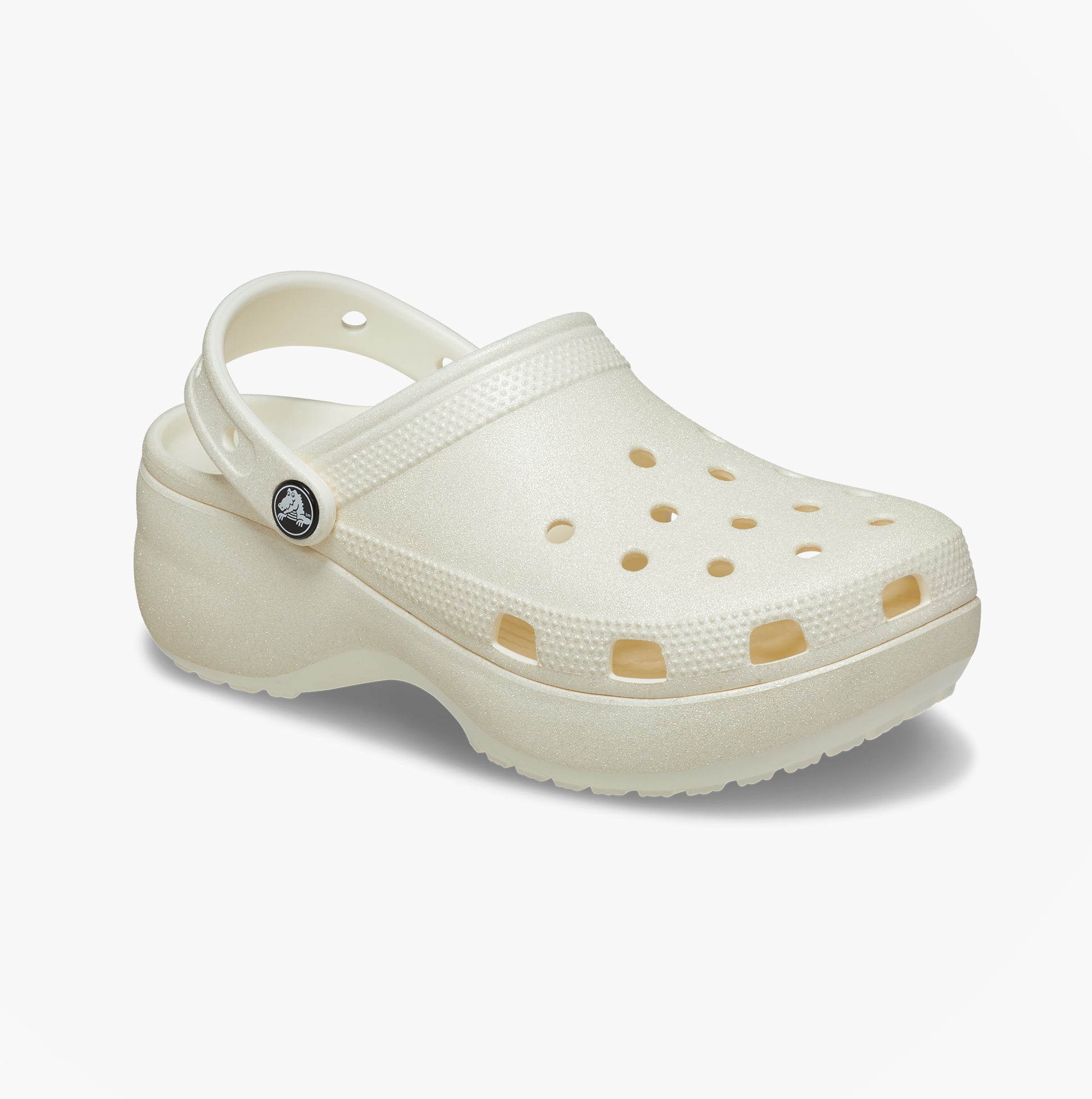 Crocs CLASSIC PLATFORM GLITTER Womens Clogs Chalk
