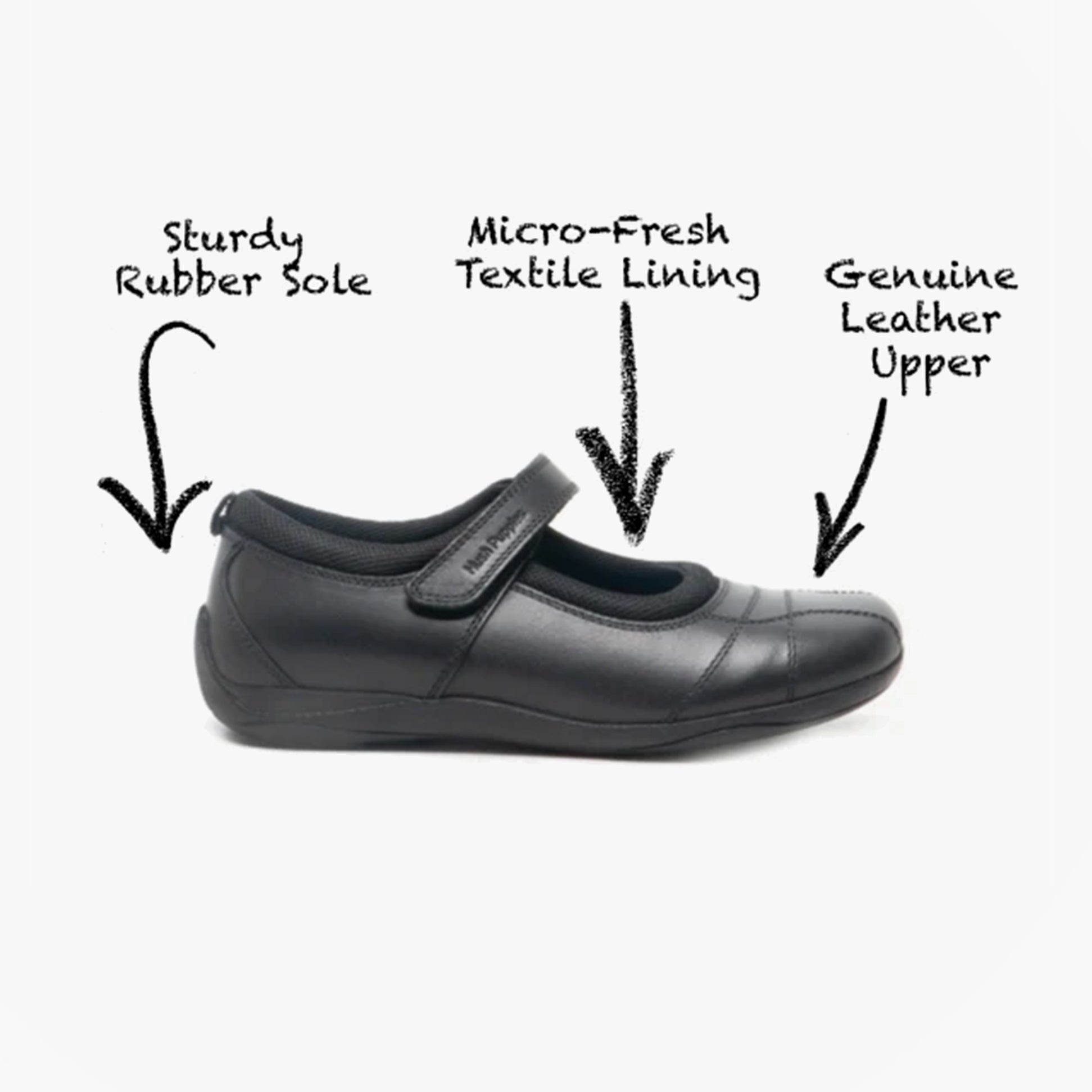 CLARA SNR Girls Leather School Shoes Black